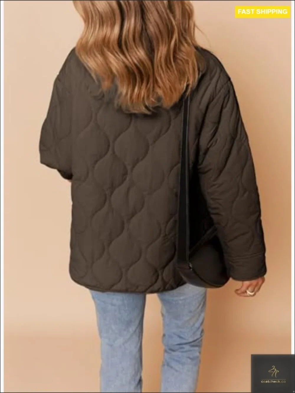 Quilted Lightweight Puffer Jacket Button Down Coat Padded Outwear Pockets